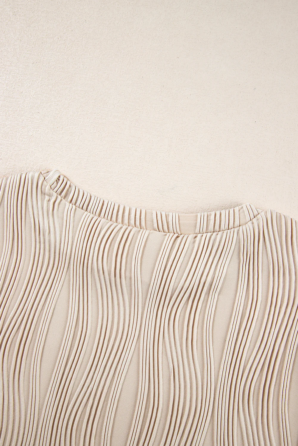 Textured Wavy Round Neck Long Sleeve Top