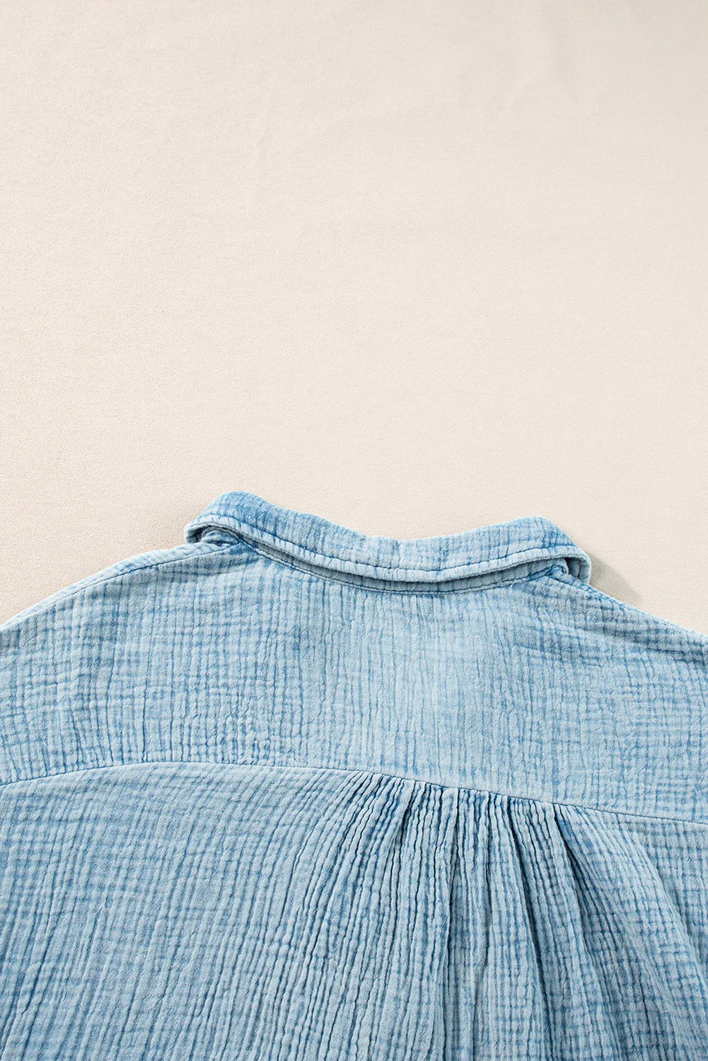 Mineral Wash Crinkle Split Neck Raw Hem Tiered Dress