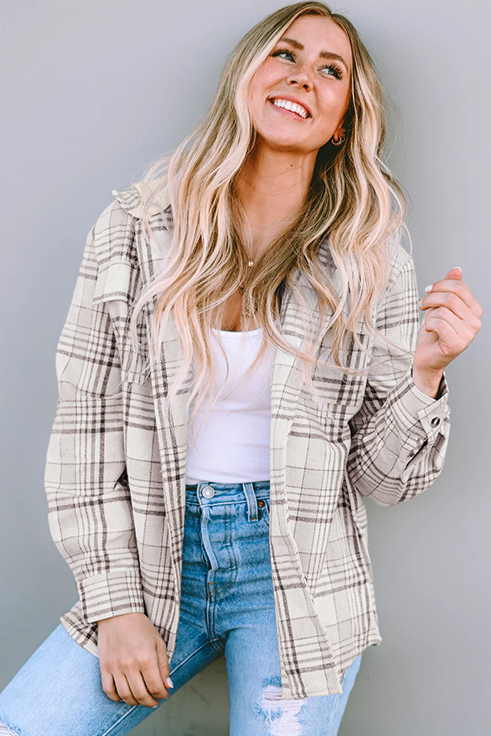 Plaid Removable Hood Shacket