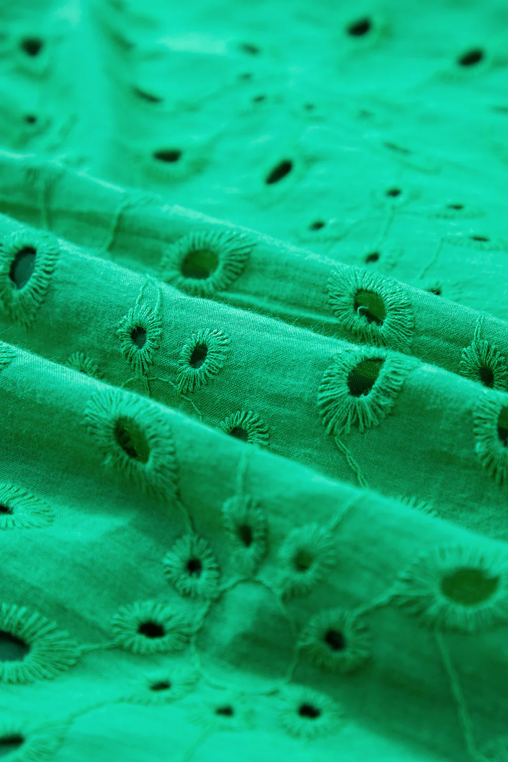 Flower Embroidered Hollow-out Puff Sleeve Blouse