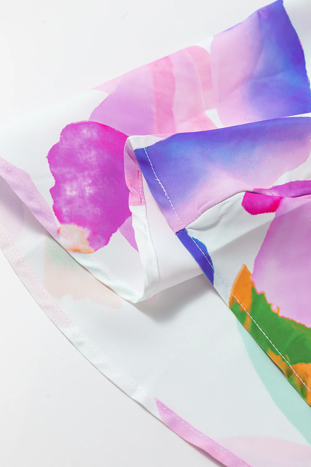 Abstract Print Puff Sleeve Smocked Back Midi Dress