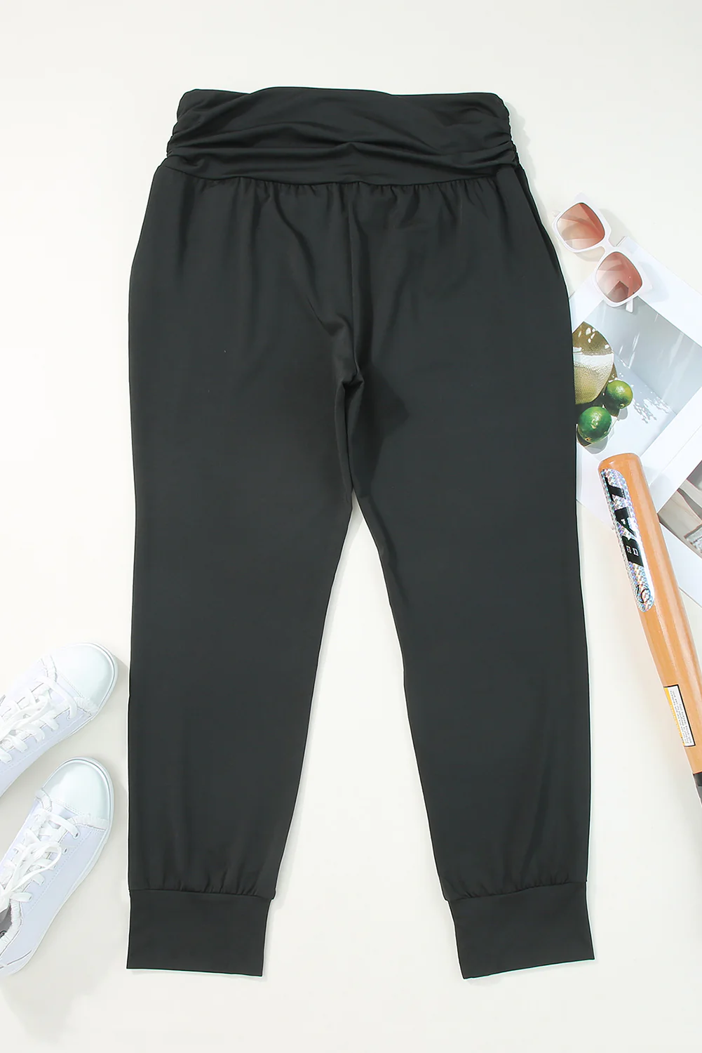 High Waist Pleated Pocket Leggings
