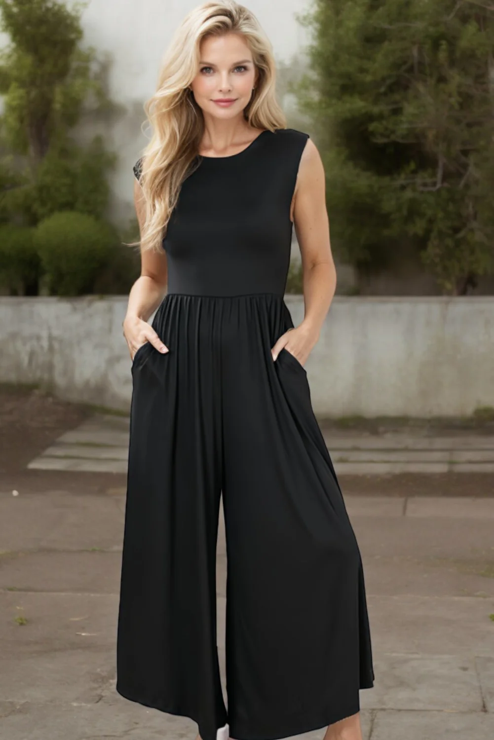 Black Open Back Wide Leg Jumpsuit