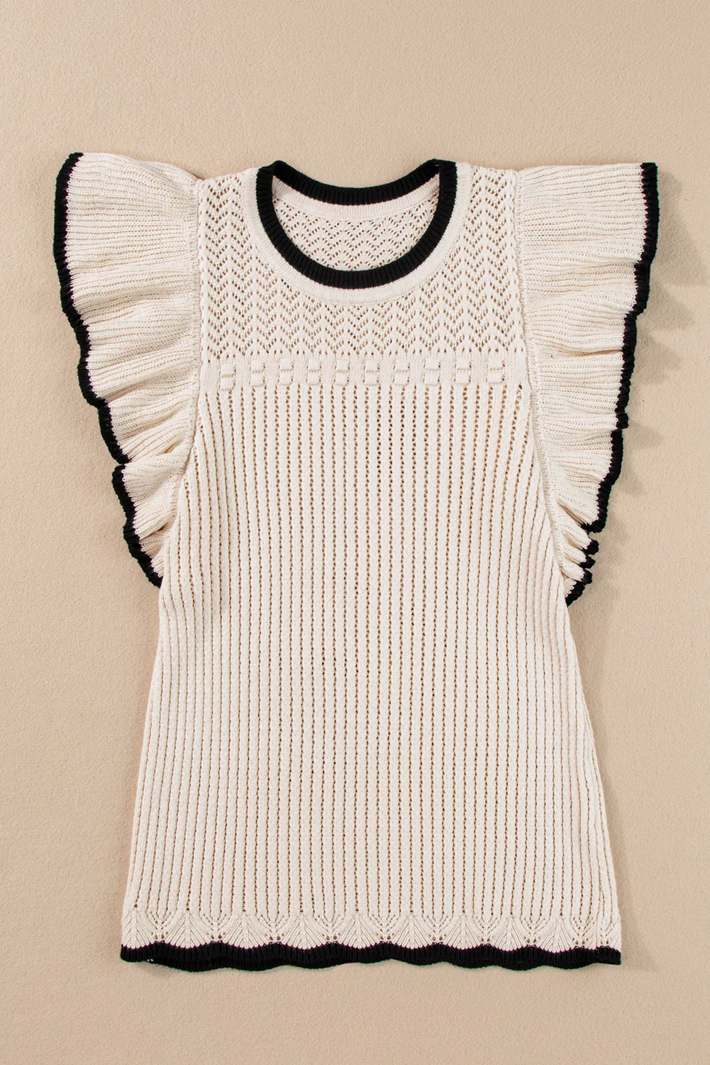 Crochet Eyelet Flounce Tank Top