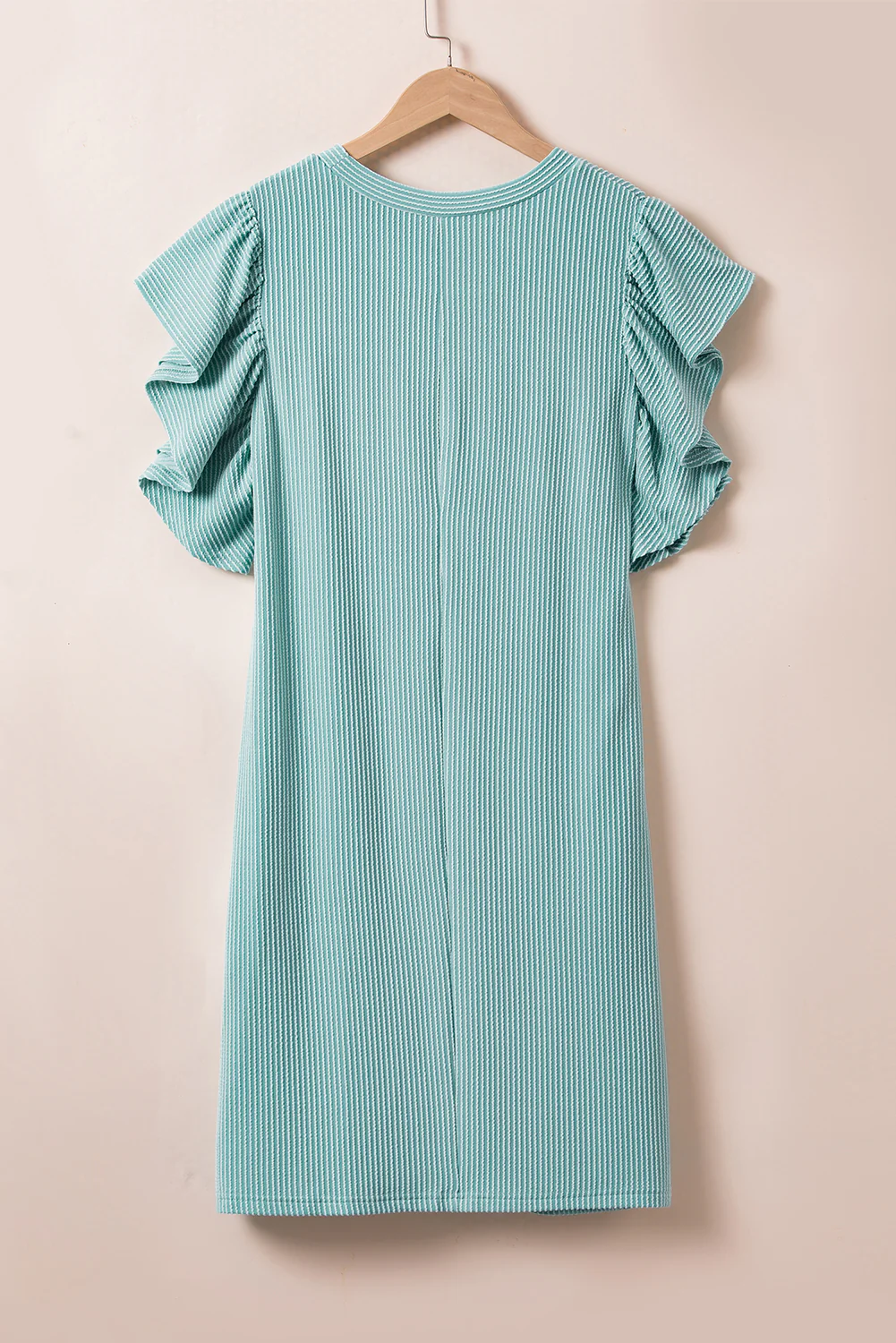 Textured Ruffled Flutter Sleeve Mini Dress