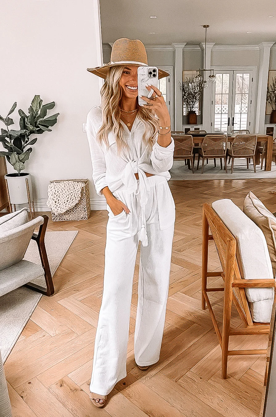 Almond Avery Wide-Leg Pants