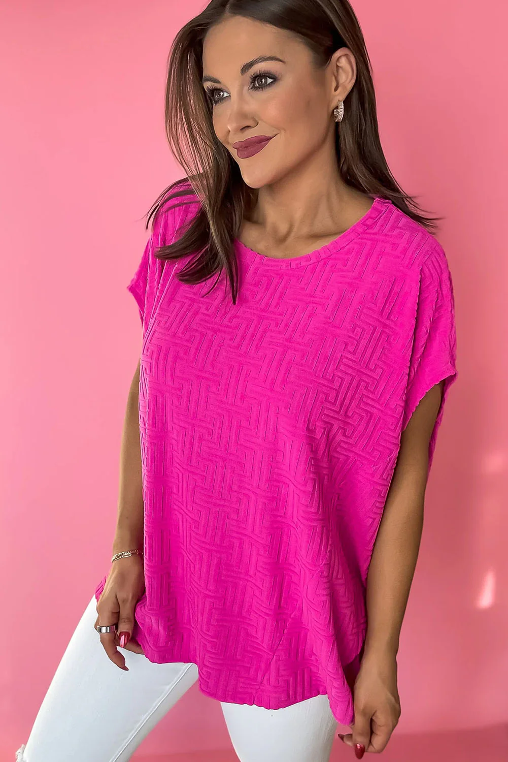 Textured Round Neck T Shirt