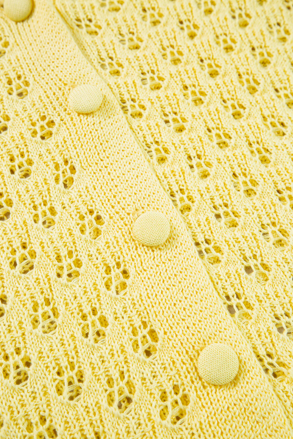 Pointelle Knit V Neck Sweater Cardigan