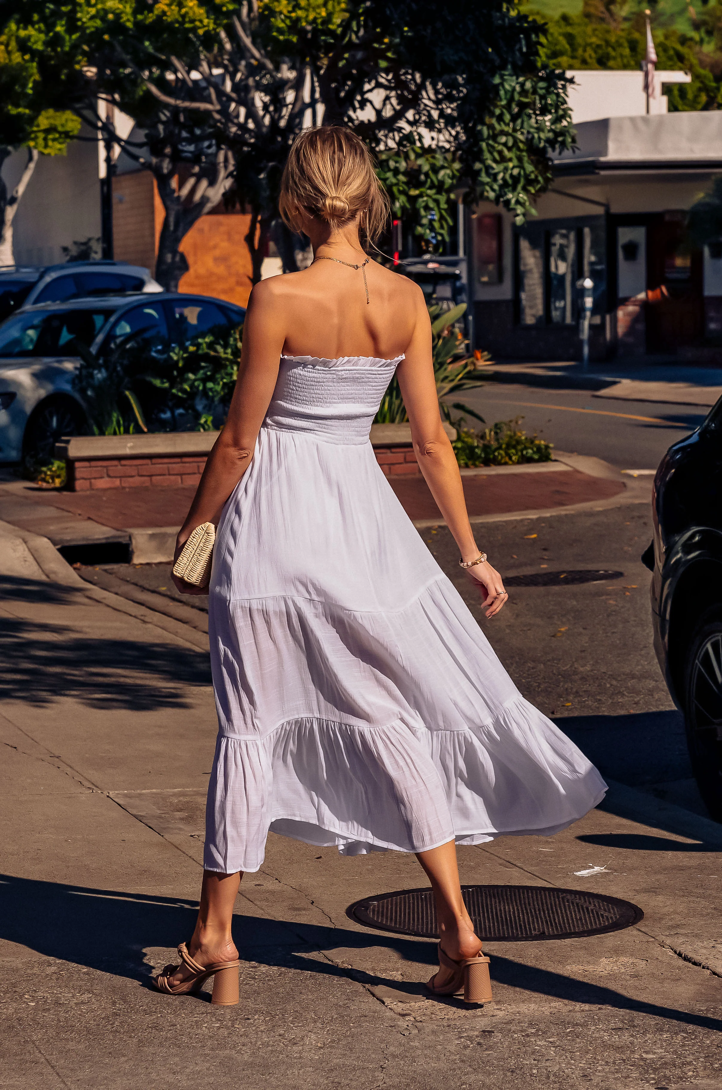 White Stephanie Strapless Maxi Dress