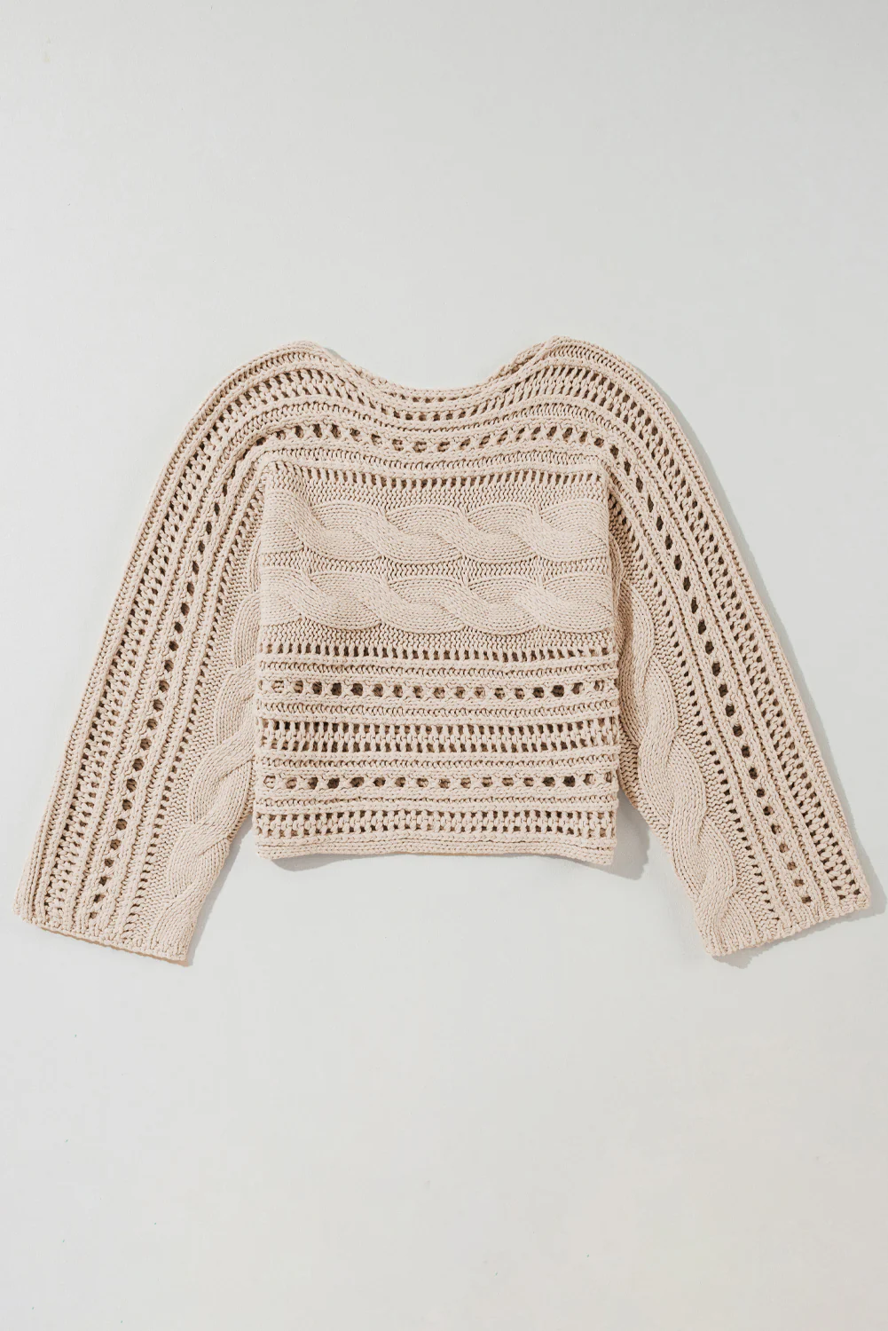 Hollow-out Cable Knit Cropped Sweater