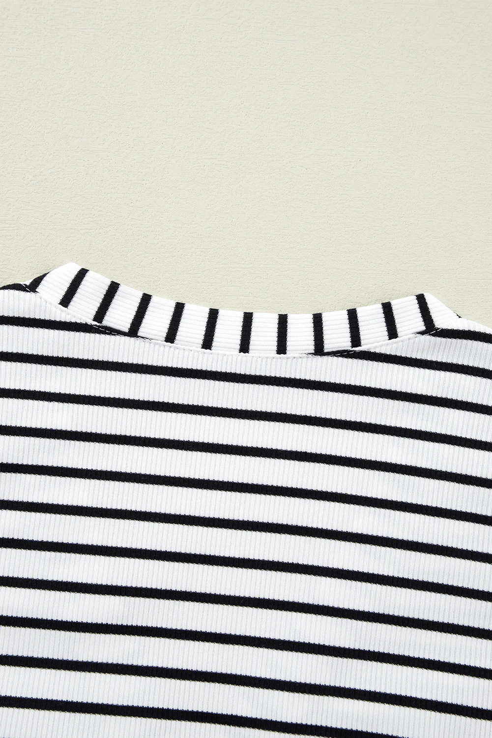 Stripe Slim Fit Buttoned V Neck Long Sleeve T Shirt