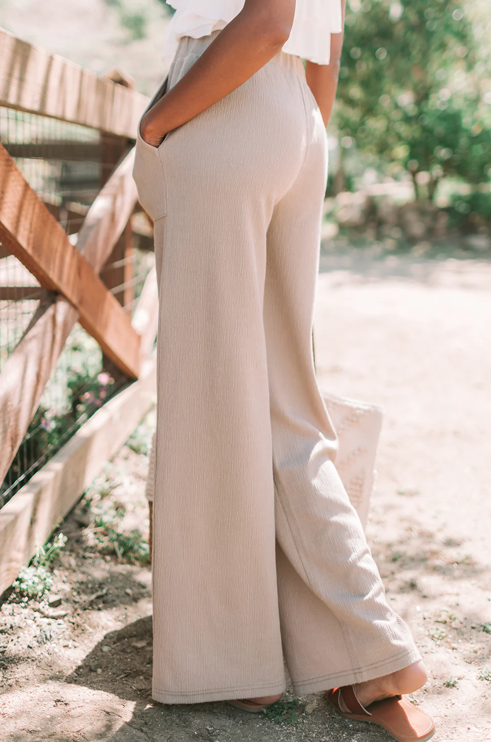 White Avery Wide-Leg Pants