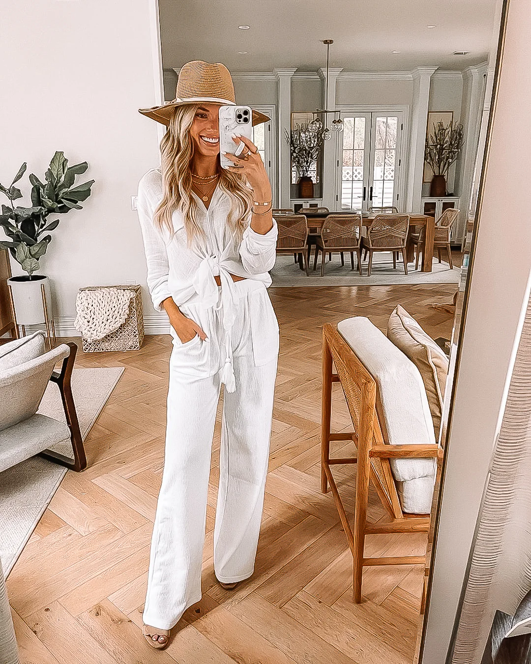 White Avery Wide-Leg Pants