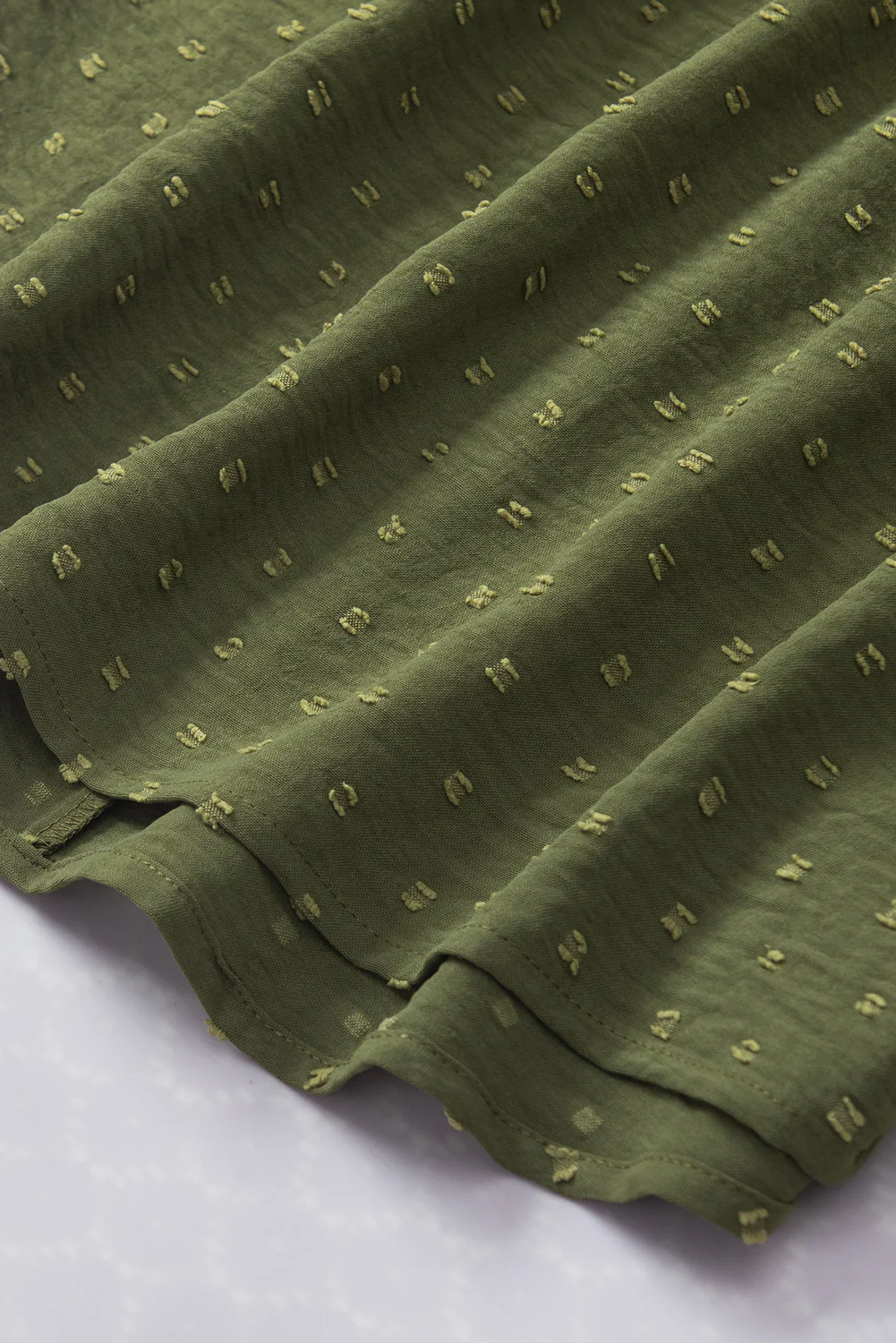 Swiss Dot Mock Neck Batwing Sleeve Blouse