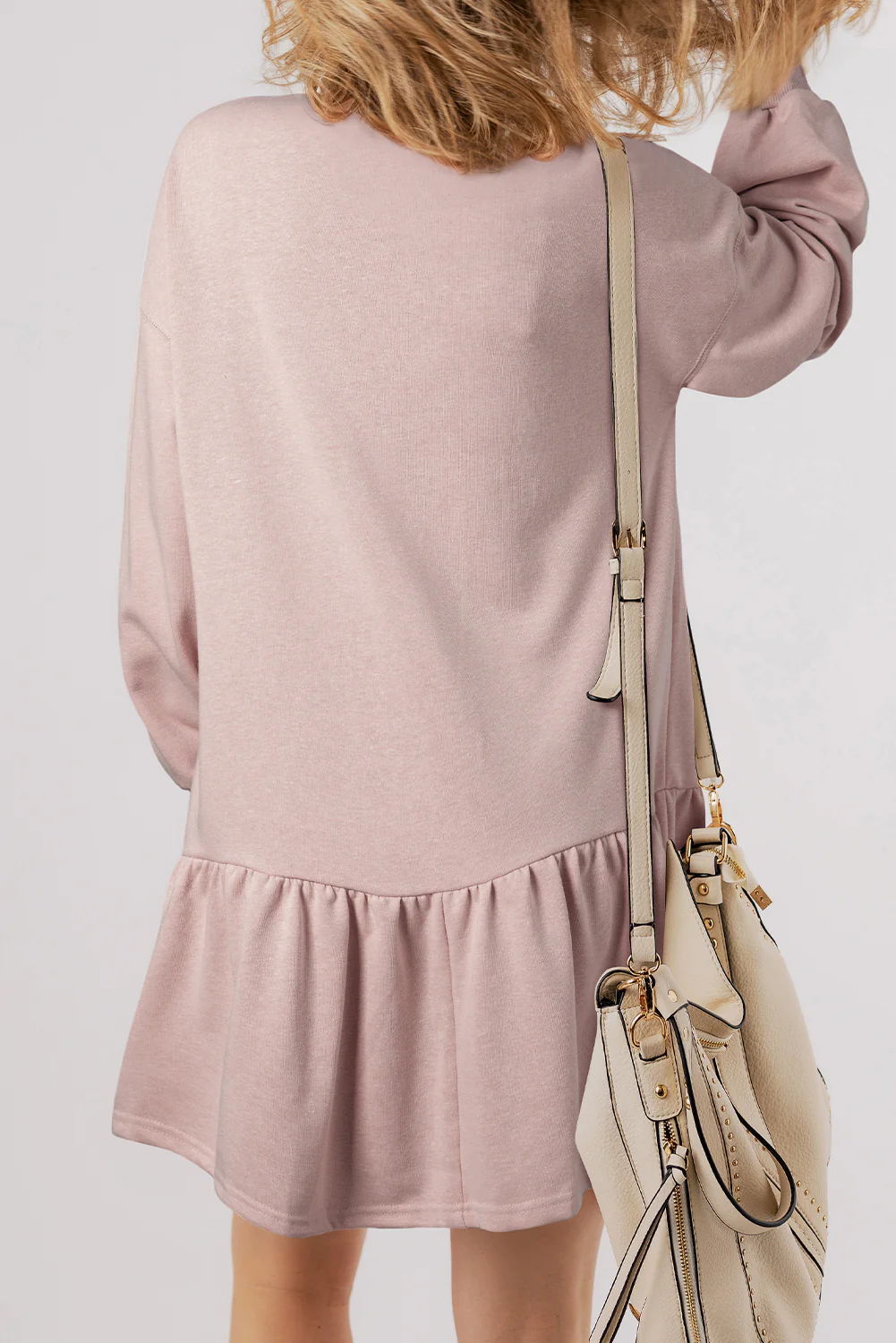 Puff Sleeve Ruffle Hem Mini Dress