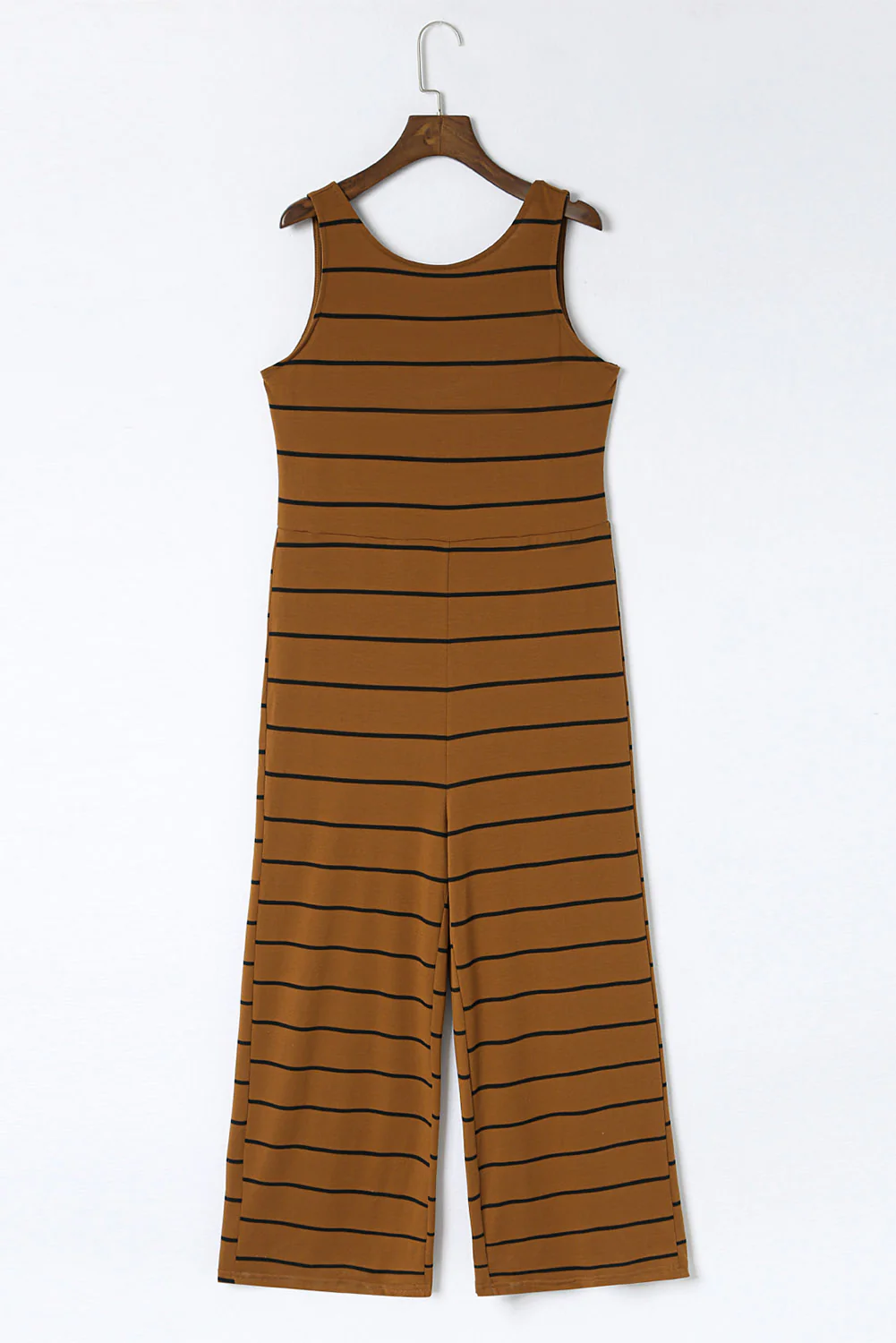 Stripe Print Open Back Sleeveless Maxi Dress with Slits