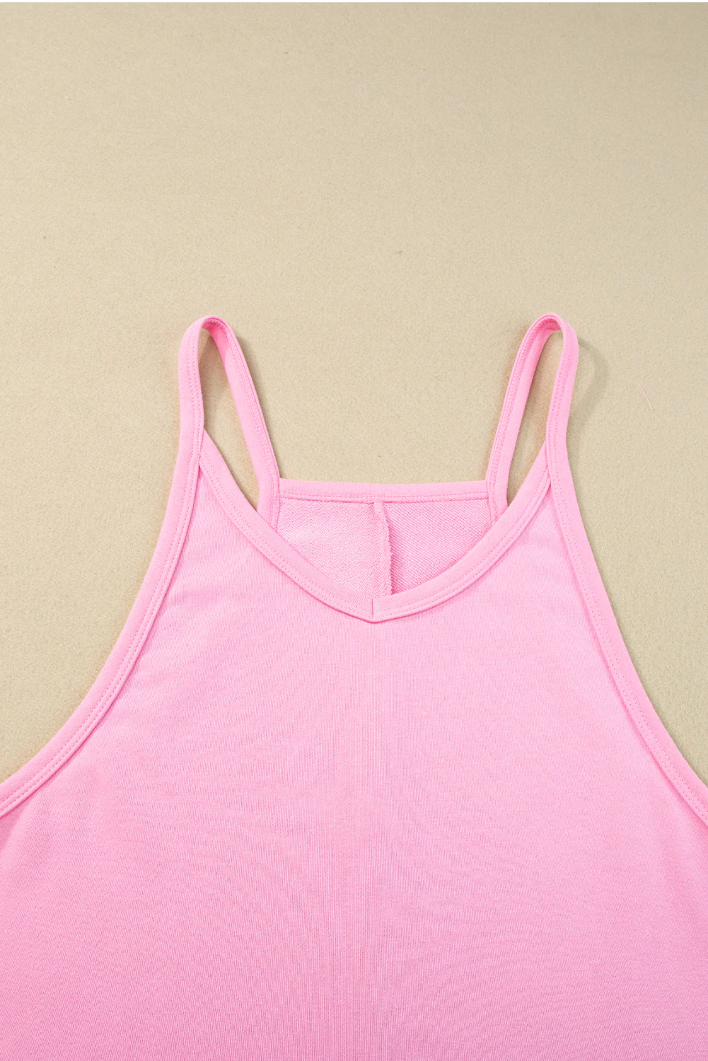 Sleeveless Pocketed V Neck Jersey Romper