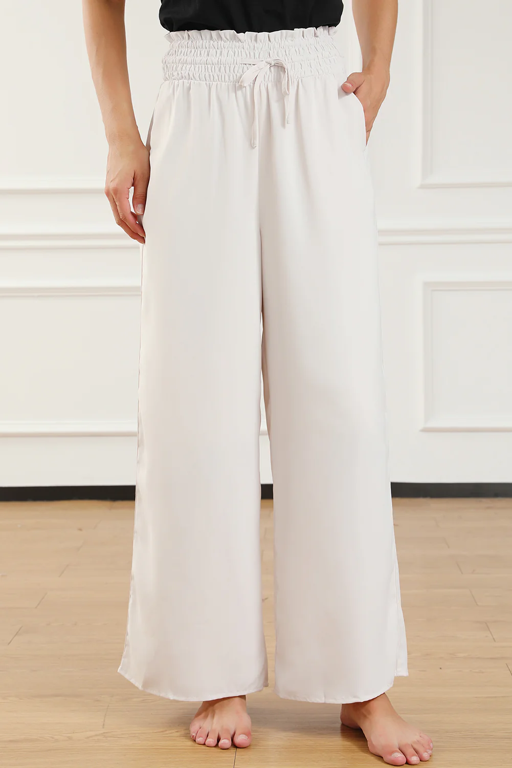 Smocked High Waist Wide Leg Pants