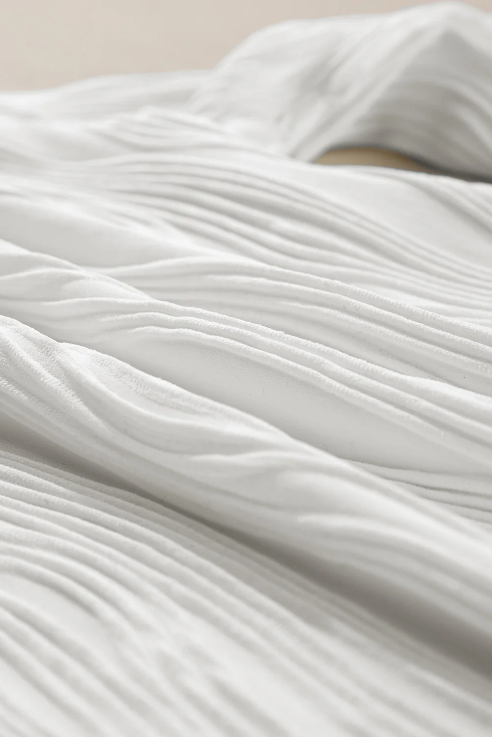 Textured Wavy Round Neck Long Sleeve Top