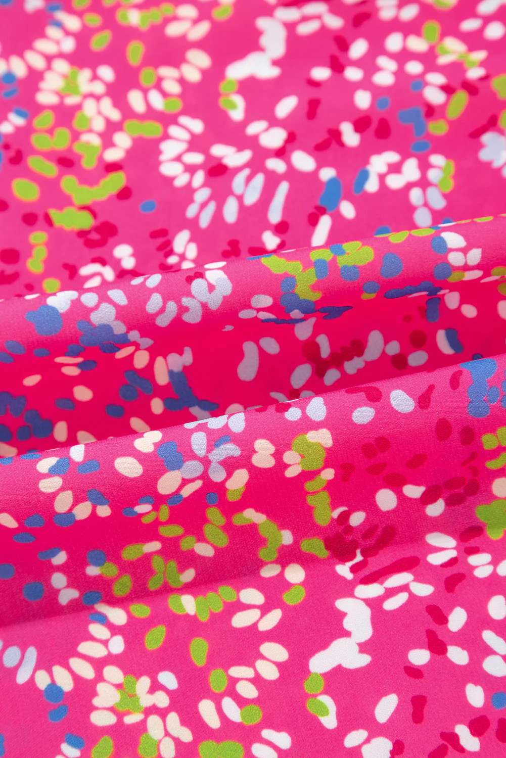 Abstract Print Collared V Neck Babydoll Blouse