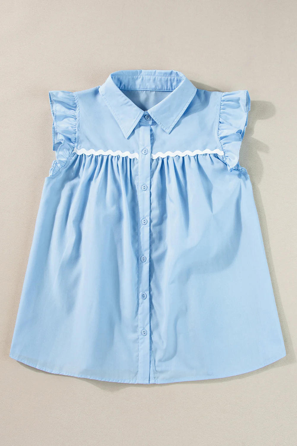 Ric Rac Trim Frilly Sleeveless Shirt