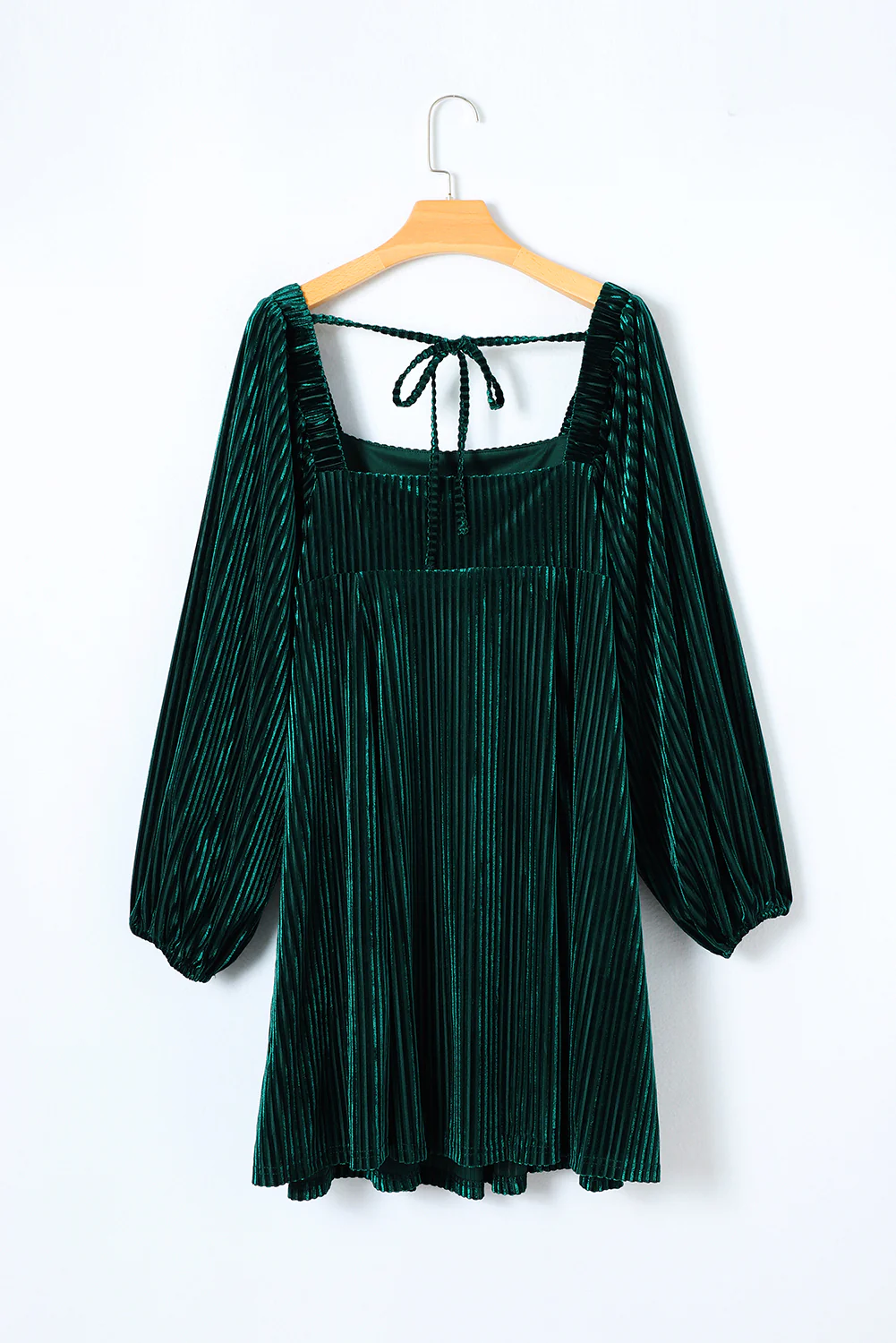 Long Sleeve Tiered Ribbed Velvet Dress