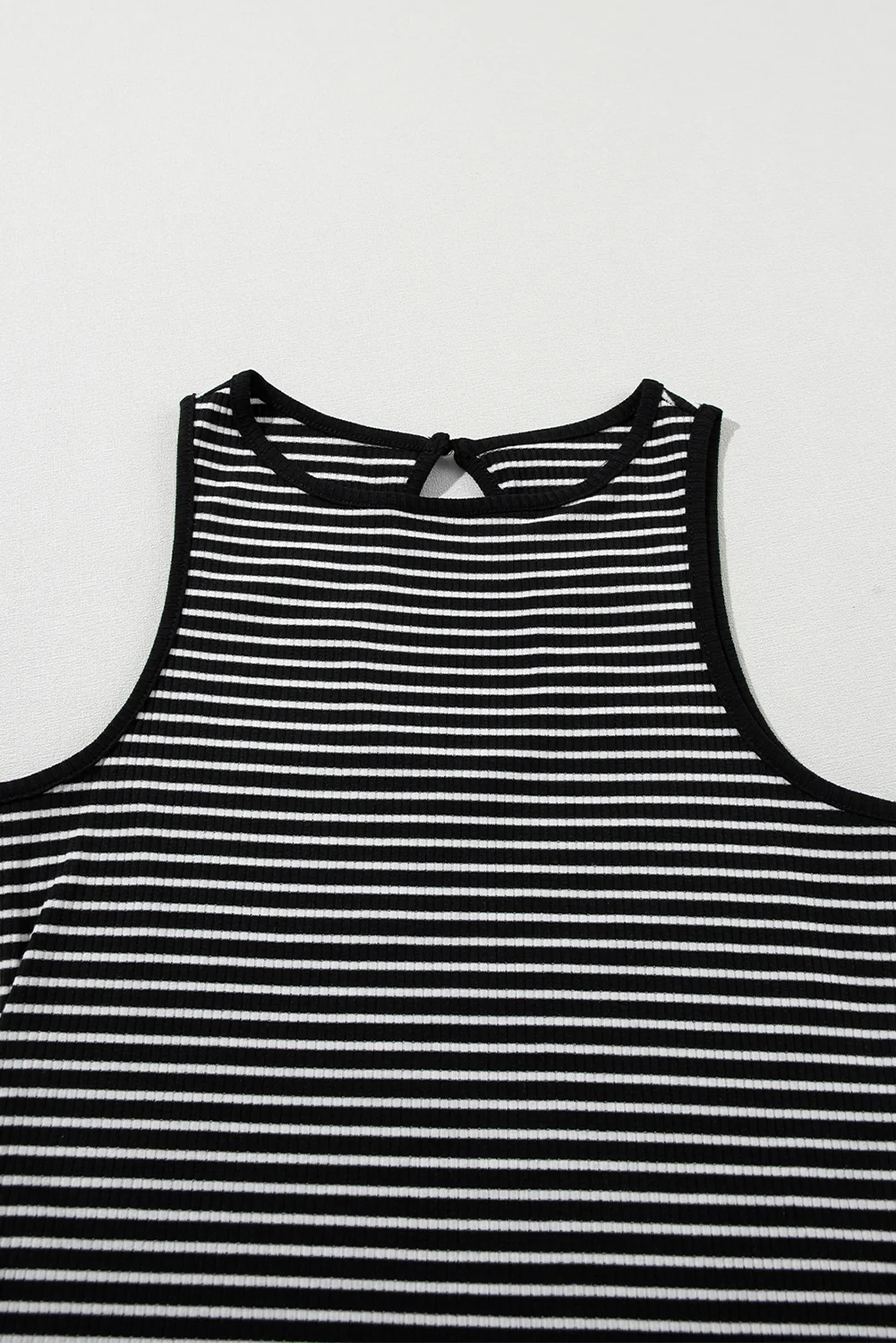 Striped Print Ribbed Knit Sleeveless Top