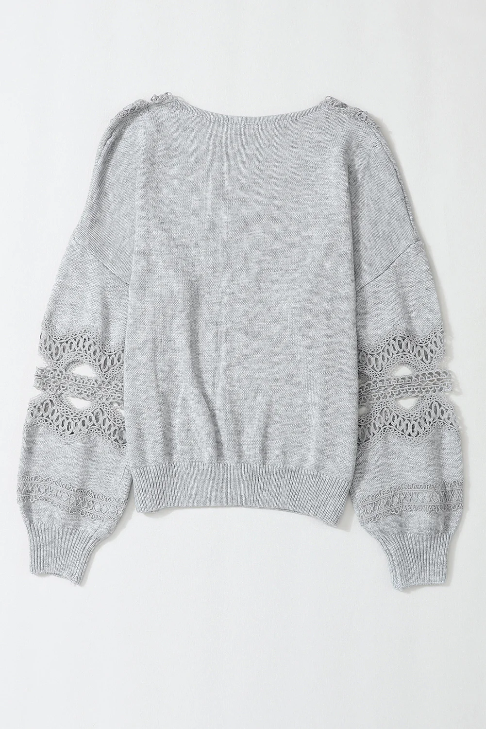 Hollowed Lace Splicing V Neck Loose Sweater