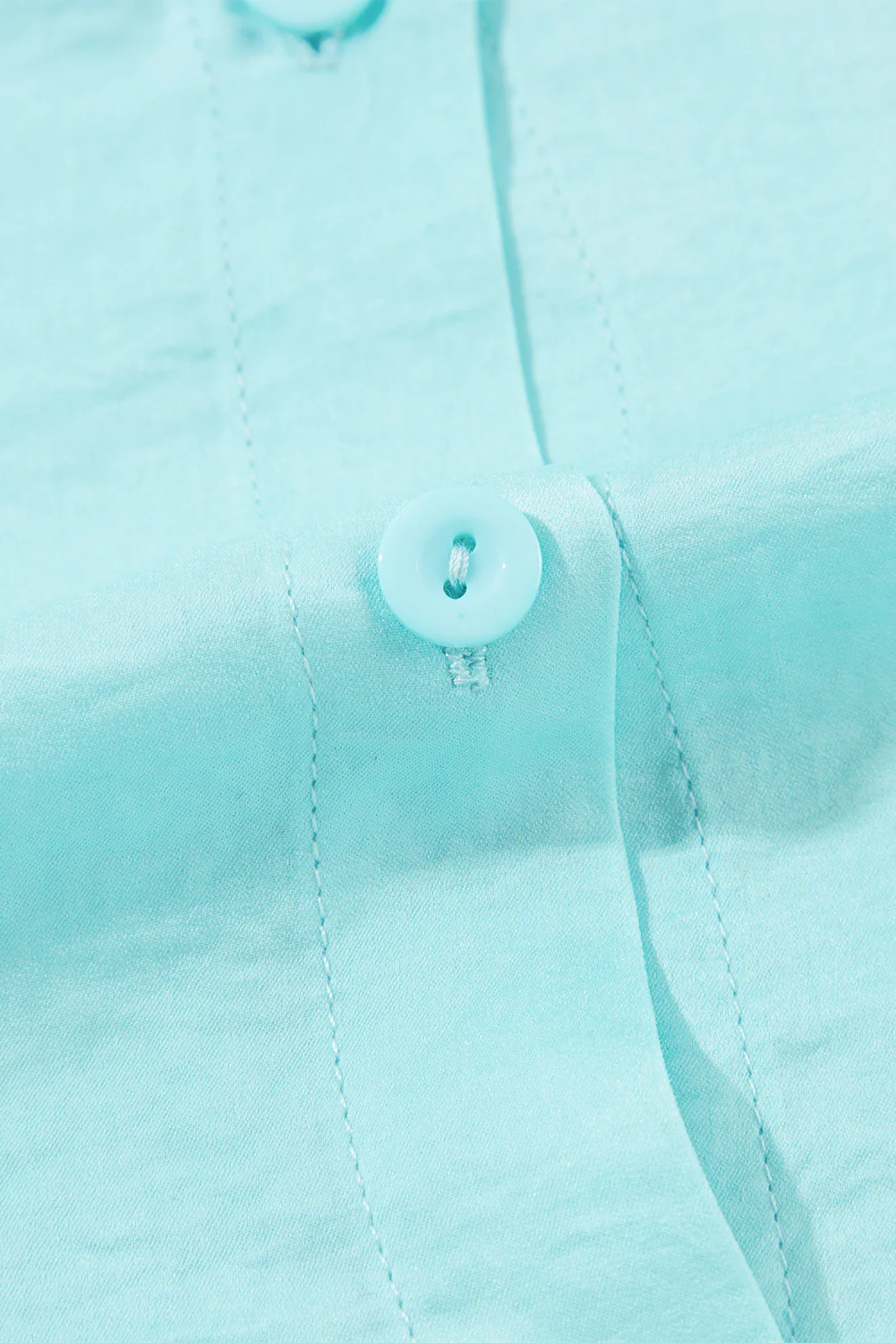 Solid Puff Sleeve Loose Fit Buttoned Shirt