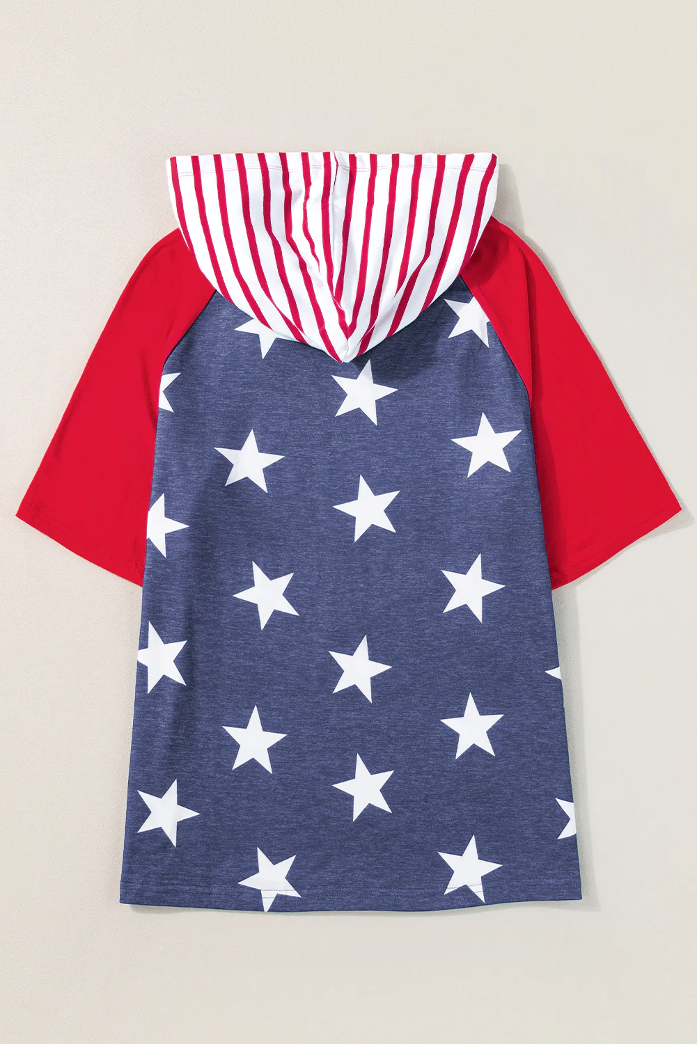 Stars and Stripes Print Drawstring Hooded T Shirt