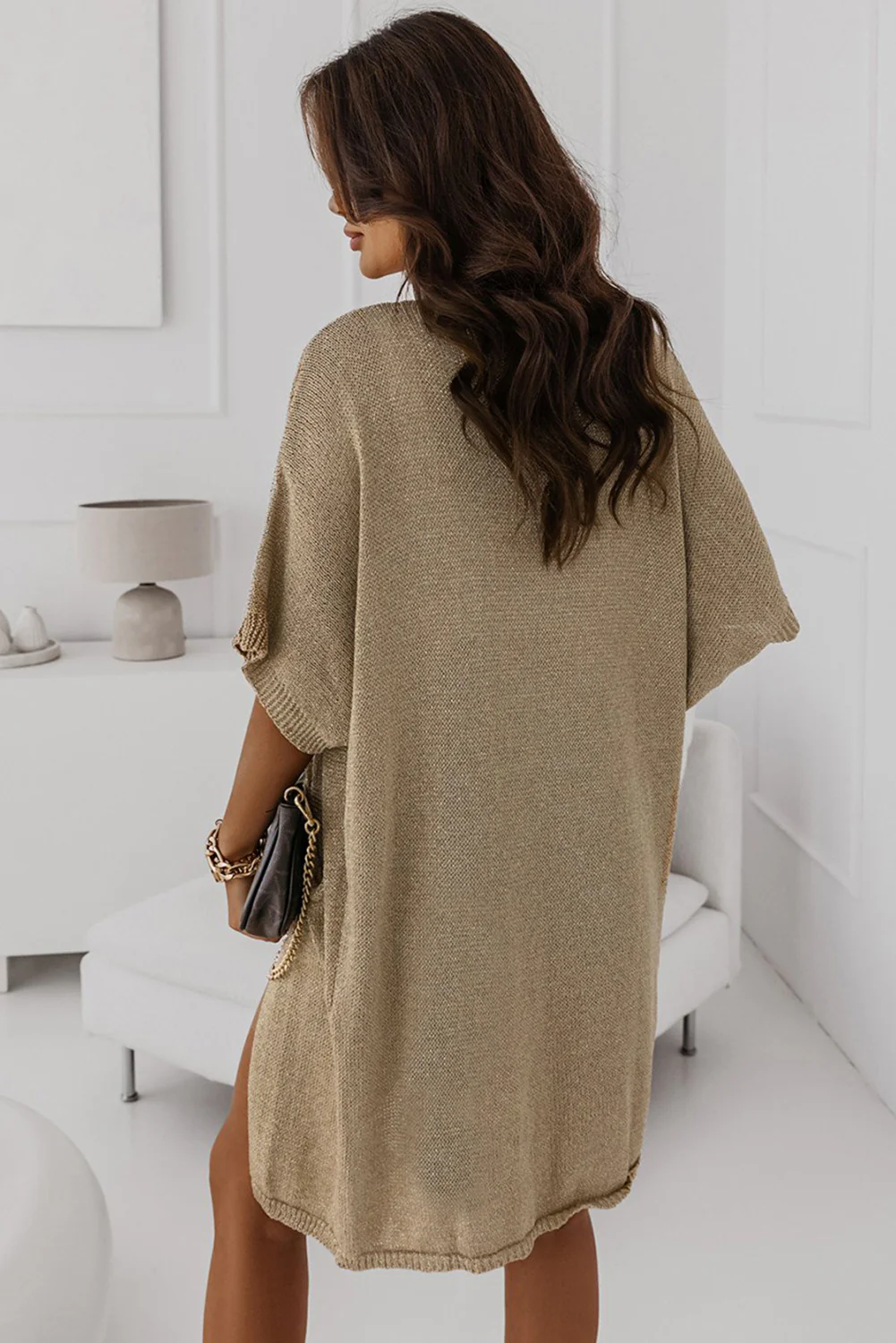 Dolman Half Sleeve Pocketed Long Cardigan