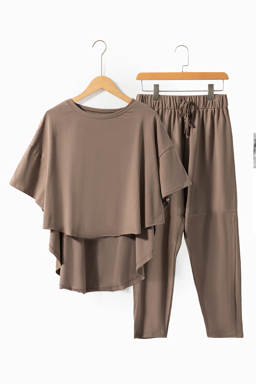 High Low Boxy Fit Tee and Crop Pants Set