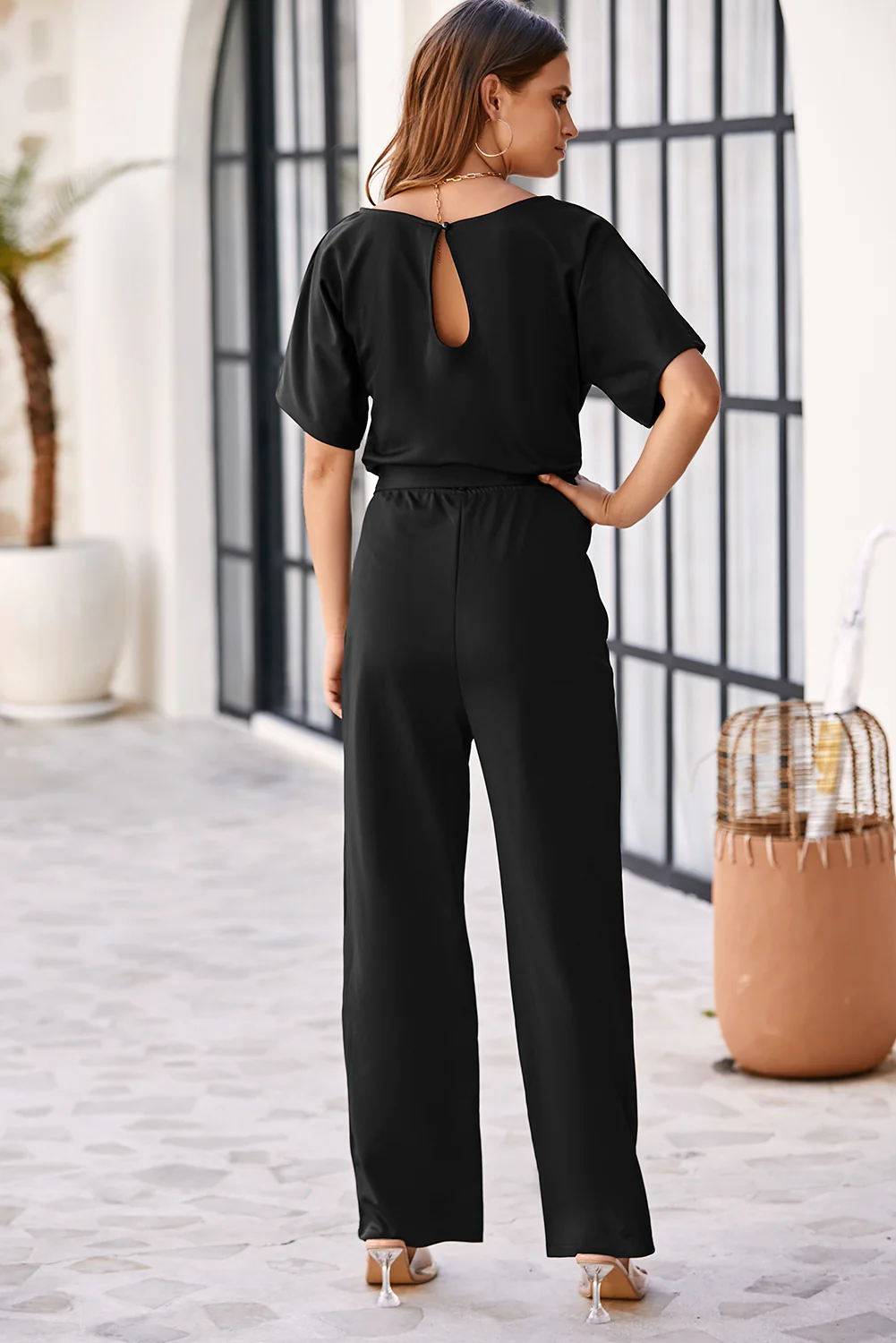 Belted Wide Leg Jumpsuit