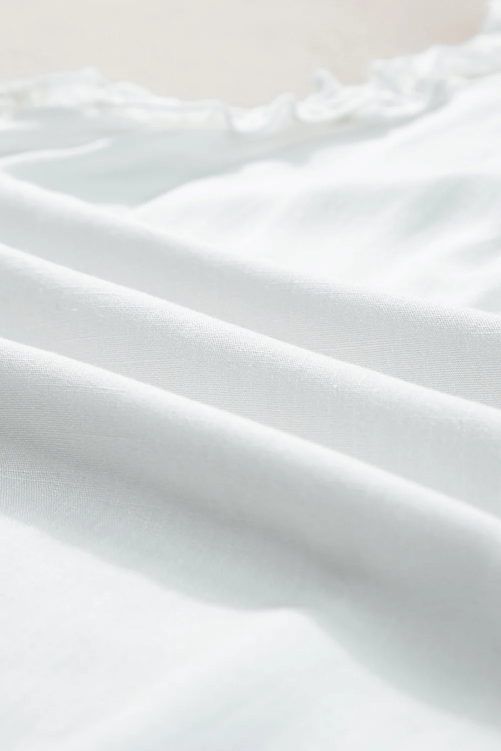 Button Split Neck Ruffled Trim Tank Top