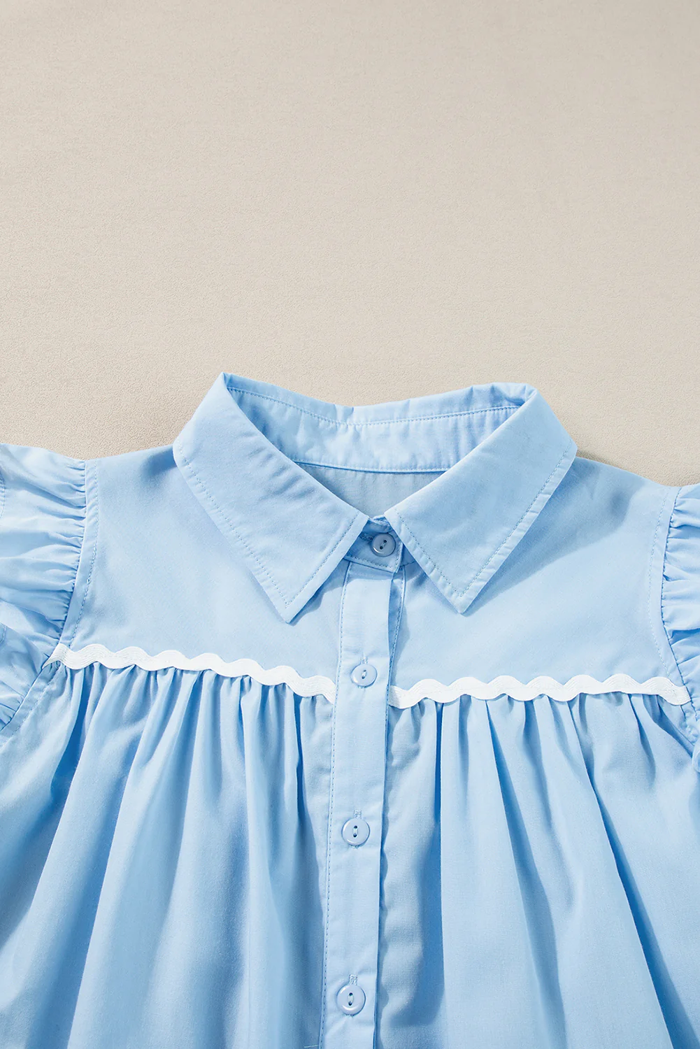 Ric Rac Trim Frilly Sleeveless Shirt