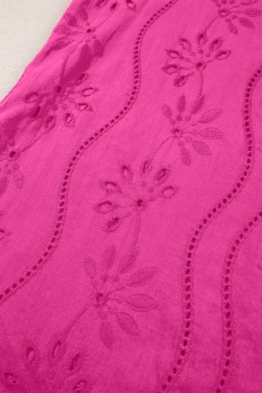 Embroidery Patterned Knotted Straps V Neck Tank Top