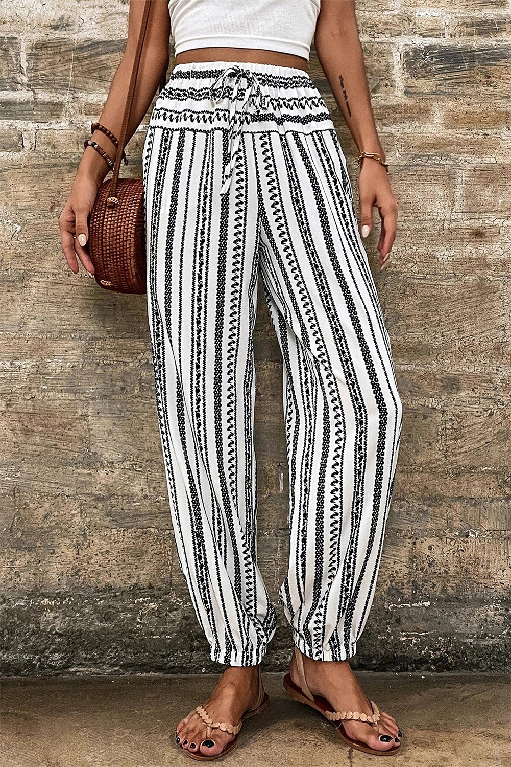 Stripe Boho Striped Print Casual Pants
