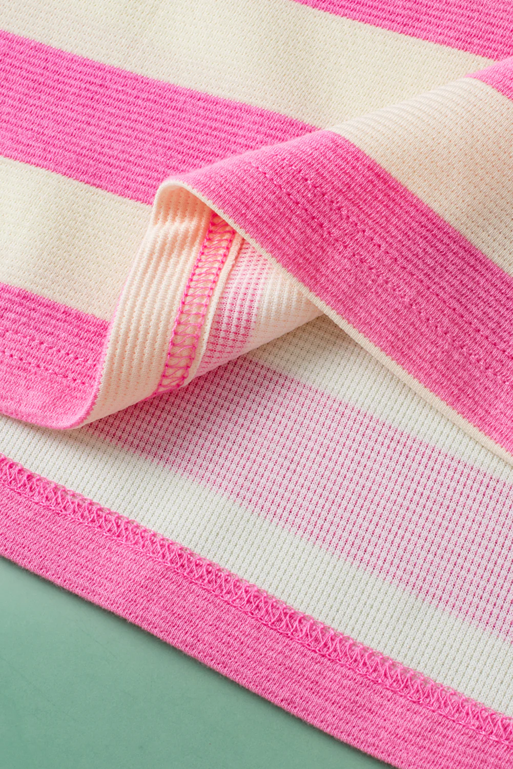 Stripe V Neck Collared Cap Sleeve Top