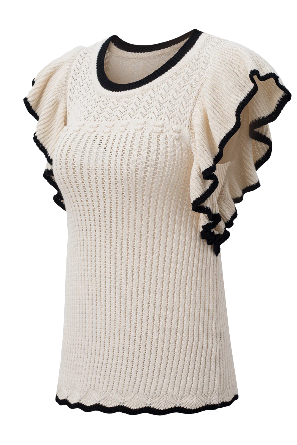 Crochet Eyelet Flounce Tank Top