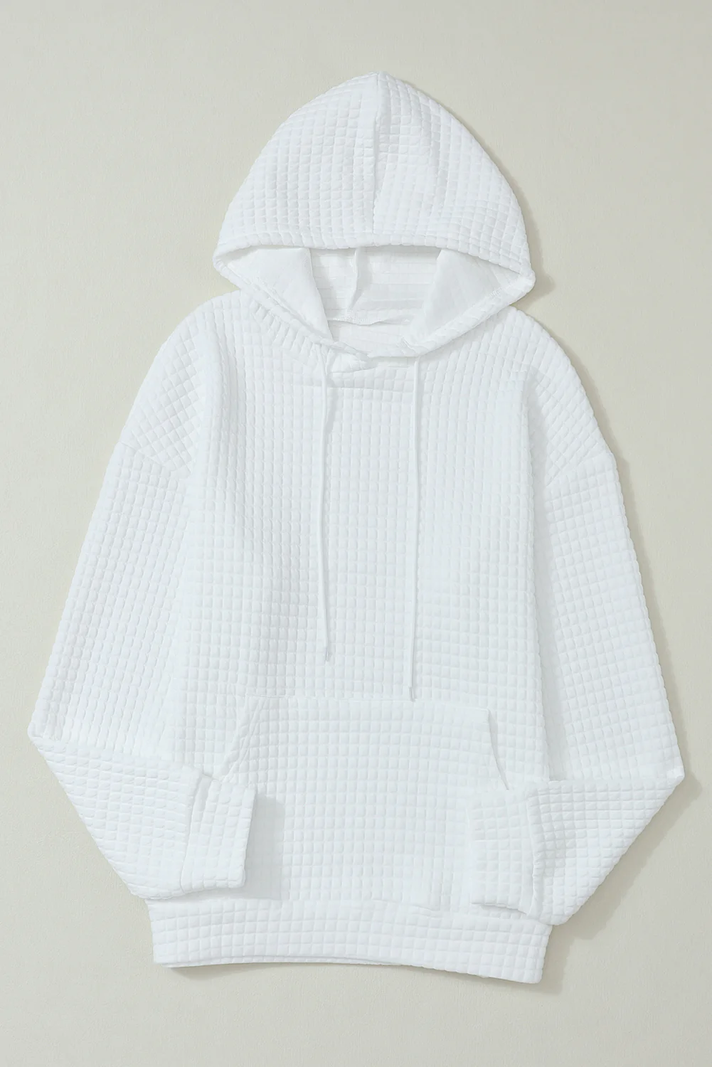 Quilted Kangaroo Pocket Drawstring Hoodie