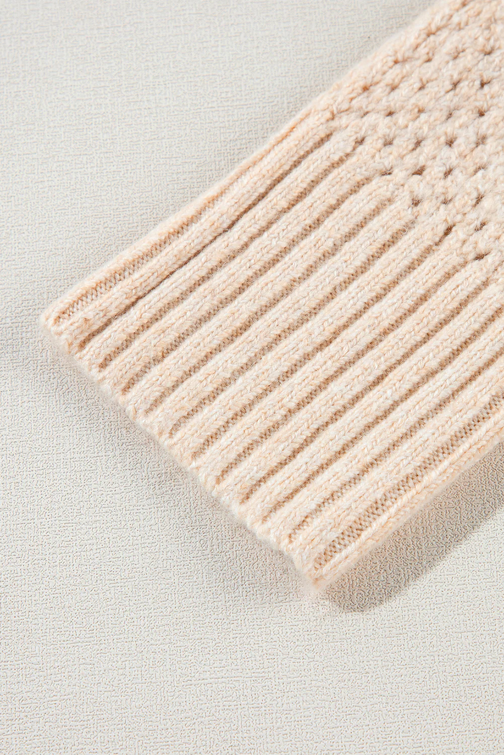 Loose Eyelet V Neck Drop Shoulder Sweater