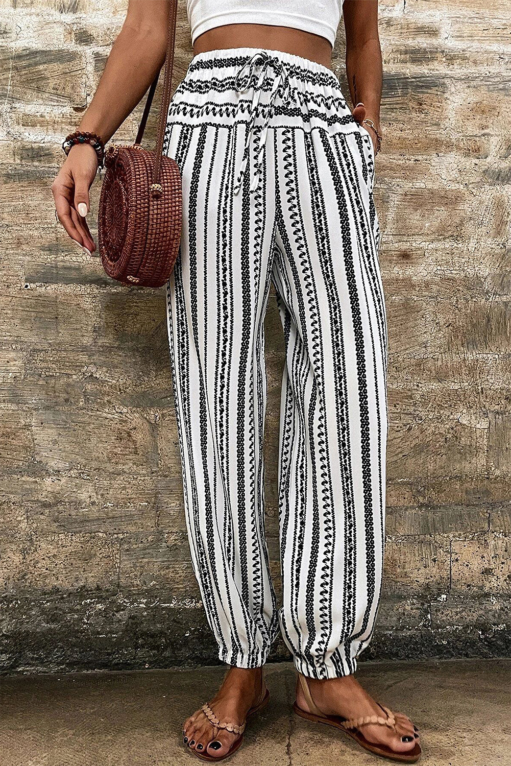 Stripe Boho Striped Print Casual Pants