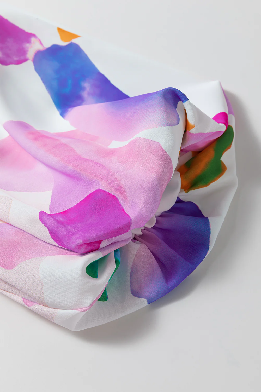 Abstract Print Puff Sleeve Smocked Back Midi Dress