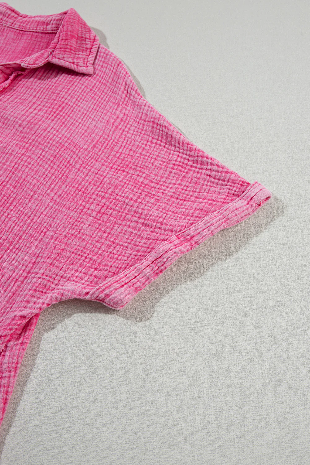 Mineral Wash Crinkle Split Neck Raw Hem Tiered Dress