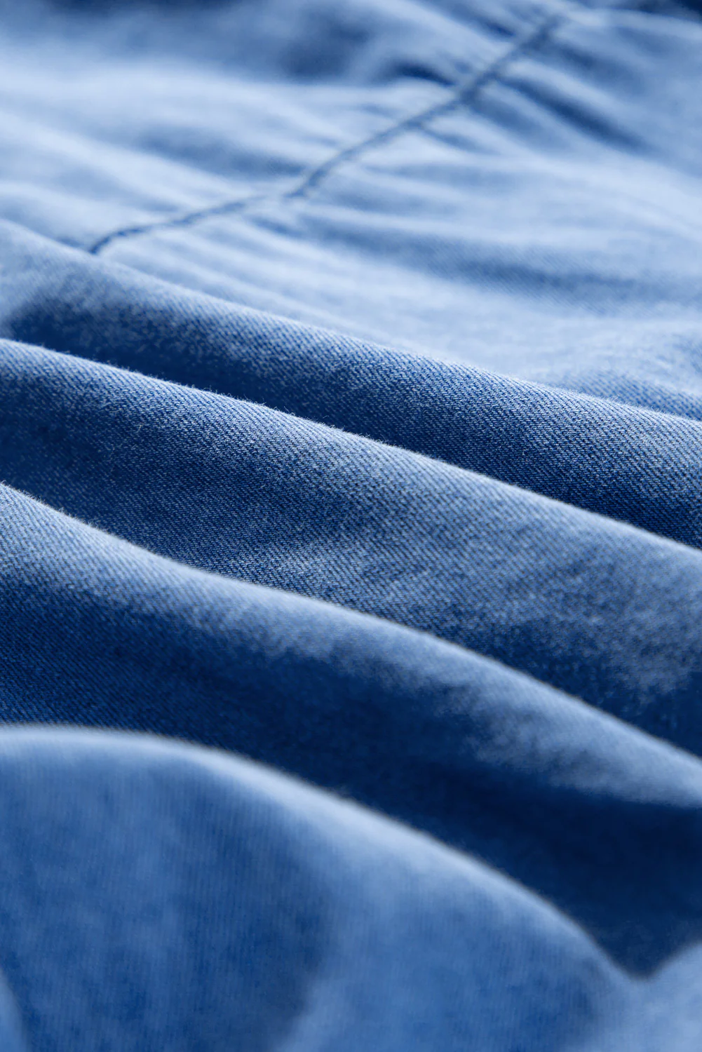 Chambray Ruffled 3/4 Sleeve Tiered Split V Neck Mini Dress