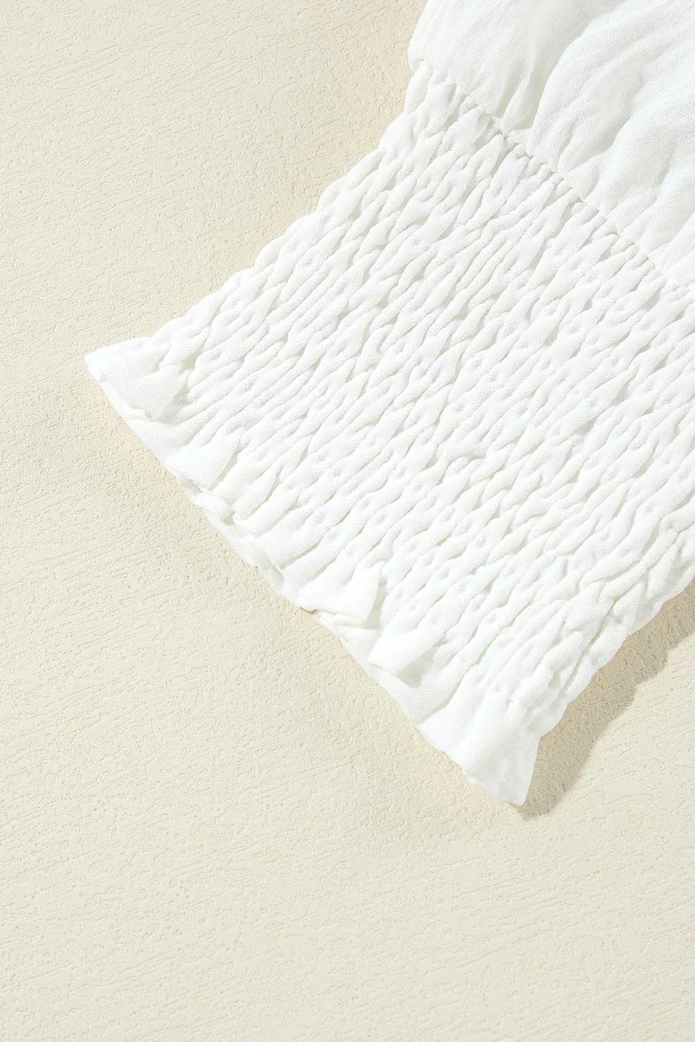 Boxy Collared Smocked Sleeve Cuffs Blouse