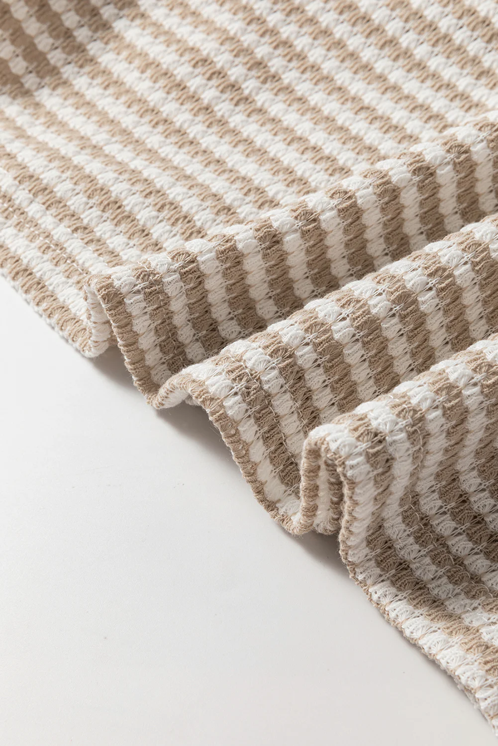 Stripe Round Neck Drop Shoulder Long Sleeve Top