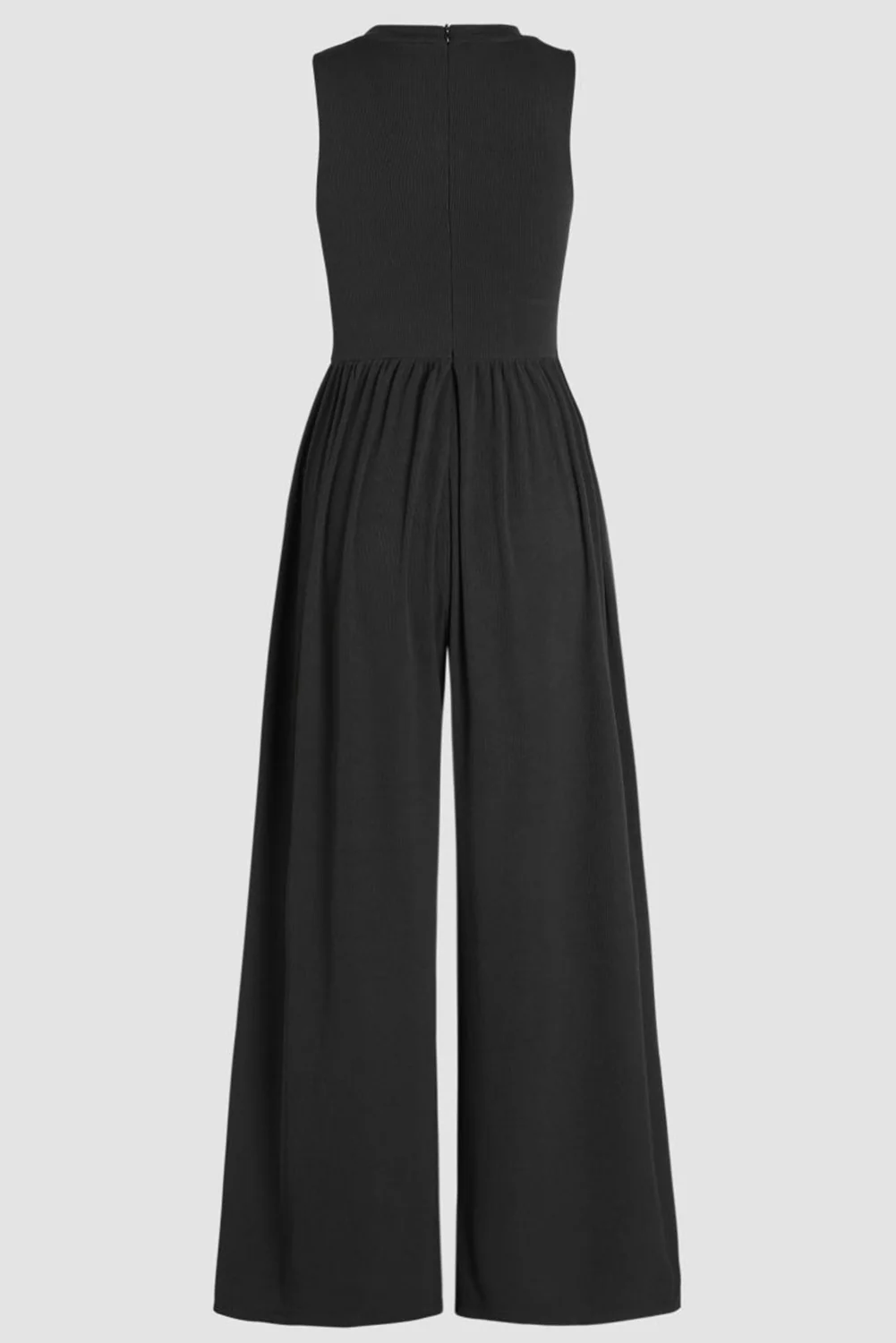 Medium Grey Cinched Waist Sleeveless Wide Leg Jumpsuit