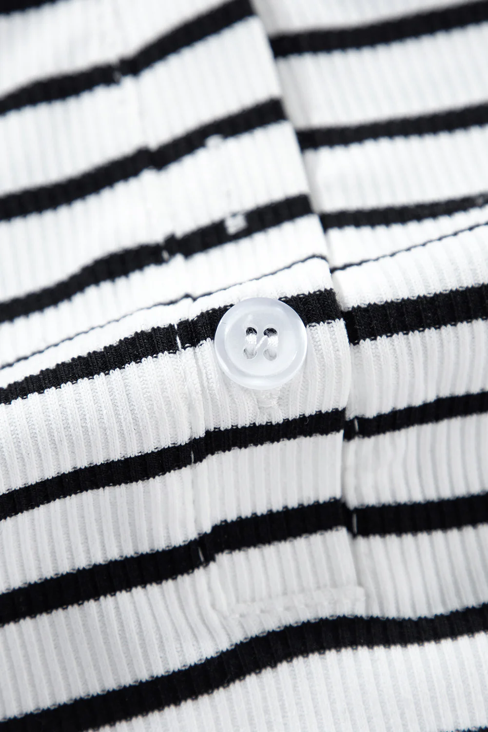 Stripe Slim Fit Buttoned V Neck Long Sleeve T Shirt