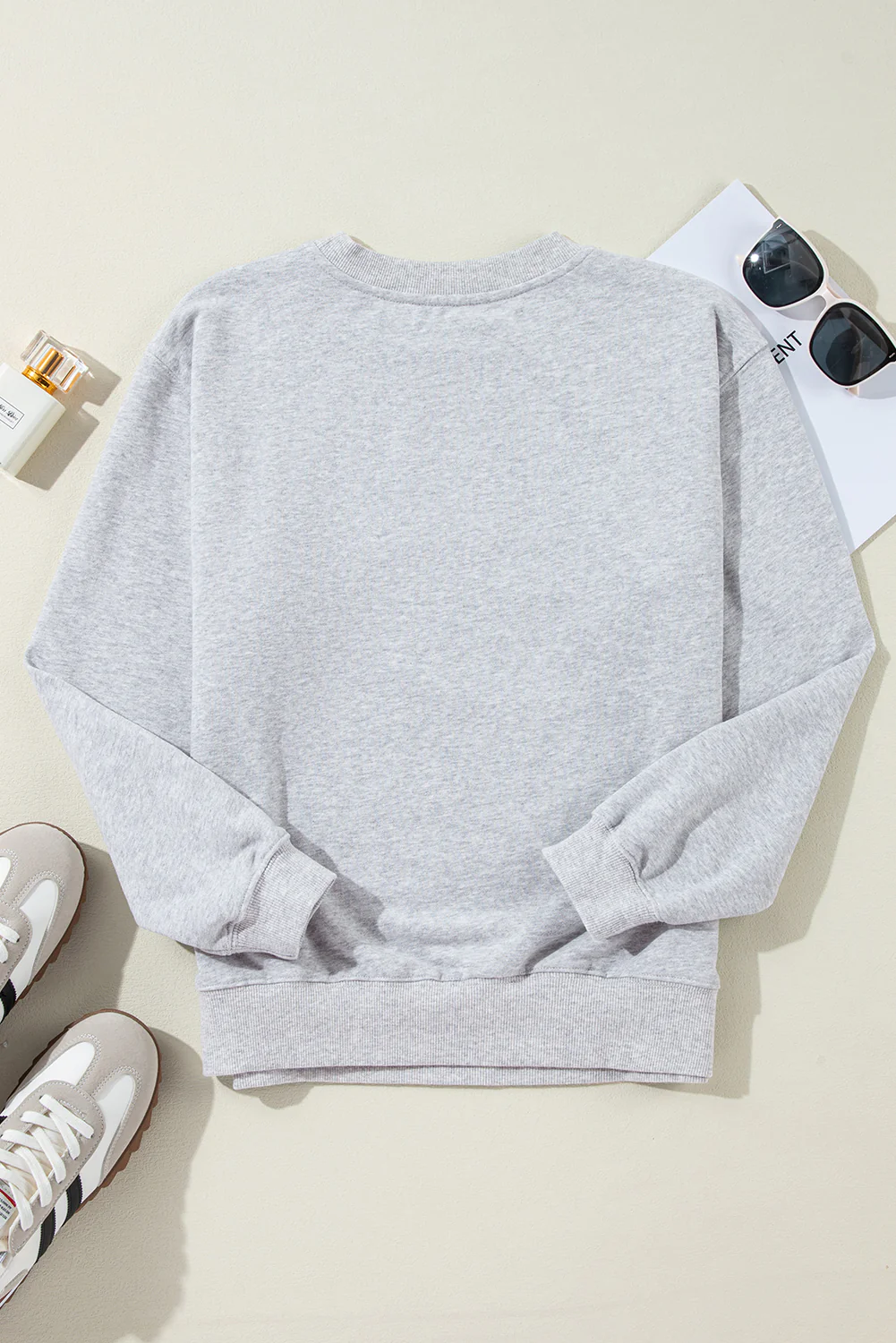 Plain Drop Shoulder Crewneck Pullover Sweatshirt